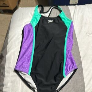 SPEEDO One Piece Bathing Suit Thick Strap Racerback Swimsuit Large Kid's